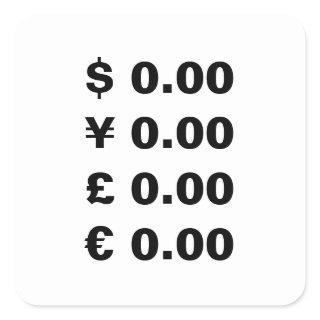 Custom Currency Symbol price stickers for business