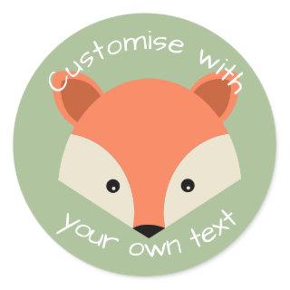 Custom Cute Fox Face Classic Round Sticker