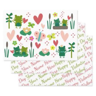 Custom Cute Frog Couple Valentine's Day Set of 3   Sheets