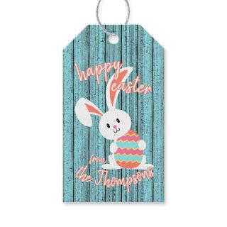 Custom Cute Happy Easter Bunny with Colored Egg Gift Tags