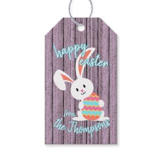 Custom Cute Happy Easter Bunny with Colored Egg Gift Tags