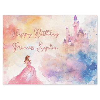 Custom Cute Pink Watercolor Princess Castle  Tissue Paper