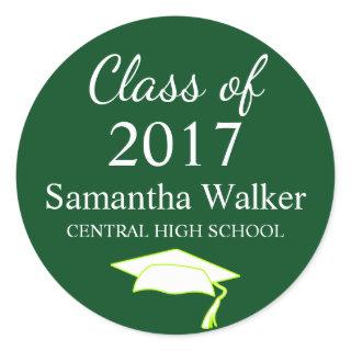 Custom Dark Green & White Graduation Sticker