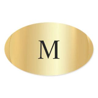 Custom Elegant Faux Gold Monogram Template Oval Sticker