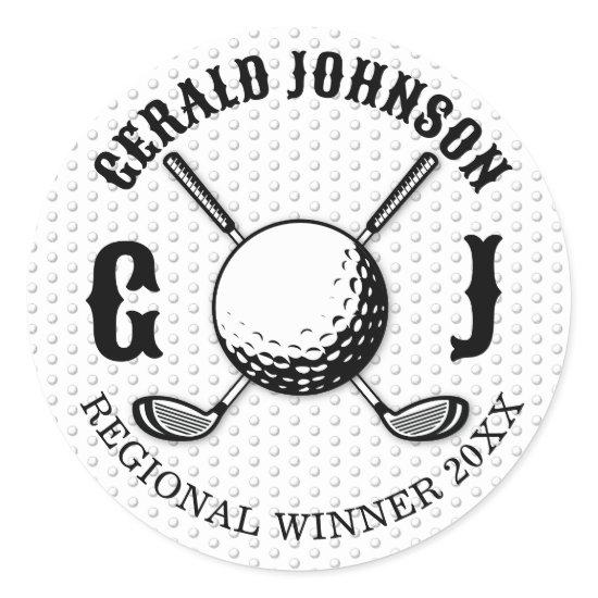 Custom Elegant Golf Monogram Design Classic Round Sticker