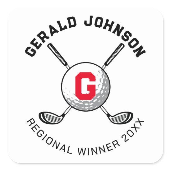 Custom Elegant Golf Monogram Design Square Sticker