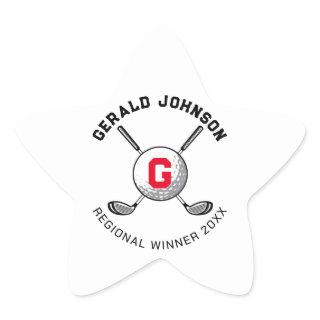 Custom Elegant Golf Monogram Design Star Sticker