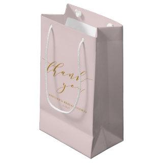 Custom Elegant Pink Script Thank You Bridal Shower Small Gift Bag