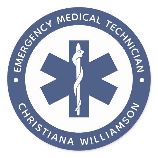 Custom EMT Symbol Emergency Medical Technician Classic Round Sticker
