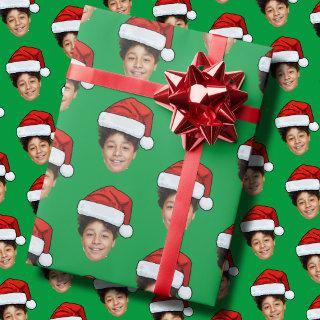 Custom Face Photo Santa Face Repeating Pattern