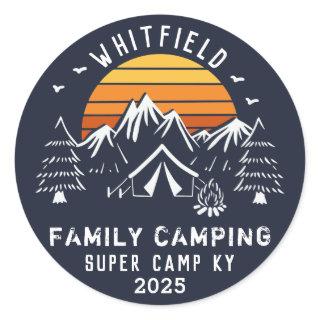 Custom Family Vacation Matching Camping Classic Round Sticker