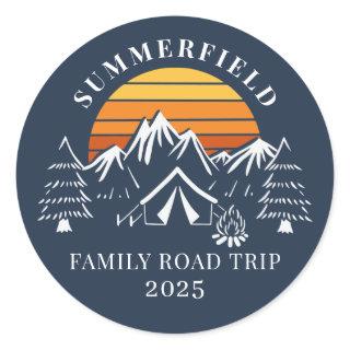 Custom Family Vacation Road Trip Camping Classic Round Sticker