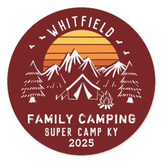 Custom Family Vacation Summer Camping Classic Round Sticker