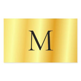 Custom Faux Gold Modern Elegant Monogram Template Rectangular Sticker