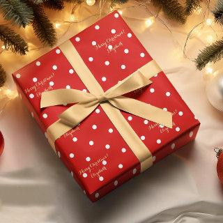 Custom Faux Gold Script Christmas Red Polka Dot
