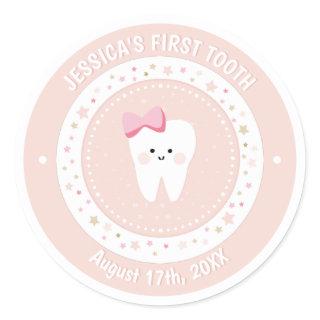 Custom First Tooth Baby Girl Milestone Sticker