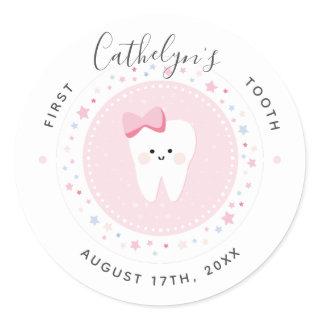 Custom First Tooth Baby Girl Milestone Sticker