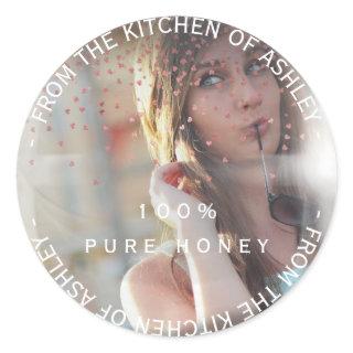 Custom From Kitchen Honey Photo Pink Rose Bubble Classic Round Sticker