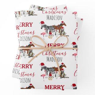 Custom Funny Christmas Animals Santa Hats Lights  Sheets