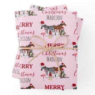 Custom Funny Christmas Animals Santa Hats Lights   Sheets