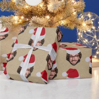 Custom Funny Christmas Santa Hat Face Photo Kraft