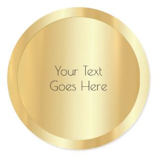 Custom Glamorous Gold Look Modern Template Classic Round Sticker