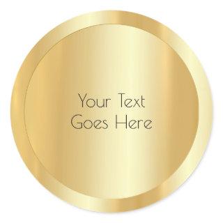 Custom Glamorous Gold Look Modern Template Classic Round Sticker