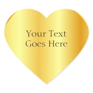 Custom Glamour Faux Gold Metallic Look Template Heart Sticker