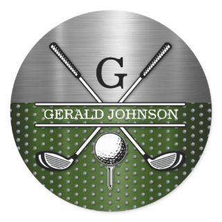 Custom Golf Monogram Design Classic Round Sticker