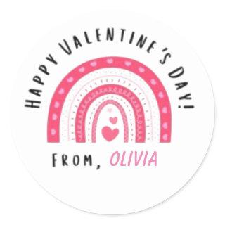 Custom Happy Valentine's day kids school heart  Classic Round Sticker