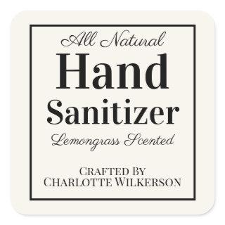 Custom Homemade Hand Sanitizer Simple Cream Square Sticker