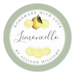 Custom Homemade Limoncello Label Laurel Green
