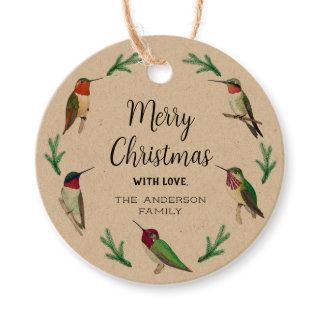 Custom Hummingbirds Christmas Favor Tags