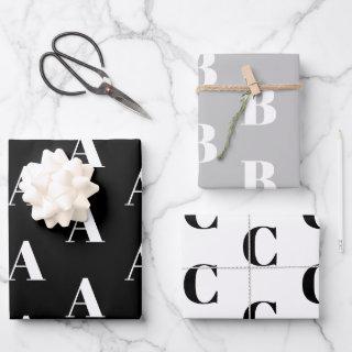 Custom Initial monogram Letter black white grey  Sheets
