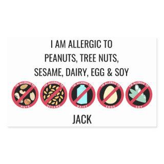 Custom Kids Sesame Nut Dairy Soy Egg Allergy Rectangular Sticker