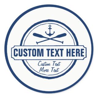 Custom Lake, Beach House & Boat Nautical Anchor Classic Round Sticker