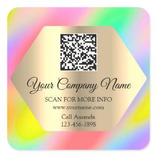 Custom Logo QR Code Promotional Ombre Holograph Square Sticker