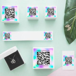 Custom Logo QR Code Scan Me Name Blue Square Sticker