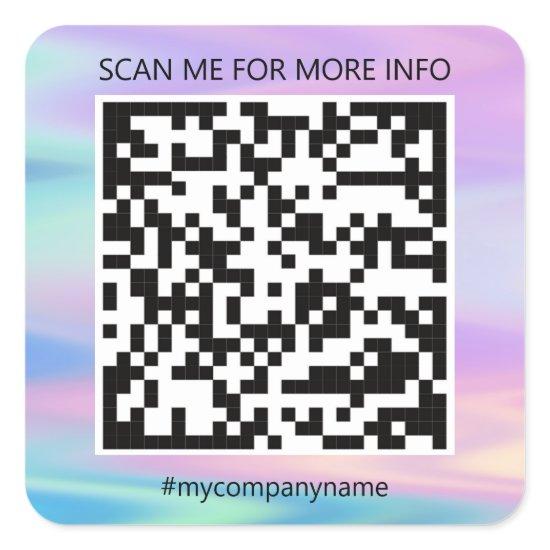 Custom Logo QR Code Scan Me Name Holograph Square Sticker