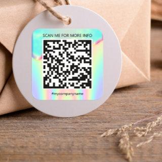 Custom Logo QR Code Scan Me Name Holographic Square Sticker