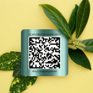 Custom Logo QR Code Scan Me Name Teal Green Square Sticker