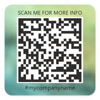 Custom Logo QR Code Scan Me Online Shop Green  Square Sticker
