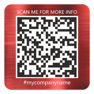 Custom Logo QR Code Scan Me Online Shop Red Square Sticker