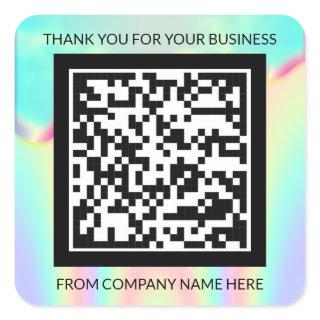 Custom Logo  QRCode Name Thank You Holographic Square Sticker