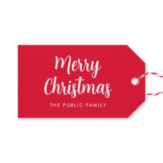 Custom Merry Christmas Script Text Red And White Gift Tags
