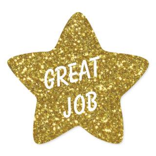 Custom Message Gold Star with Gold Glitter Texture Star Sticker