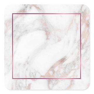 Custom Modern Elegant Rose Gold Marble Blank Square Sticker