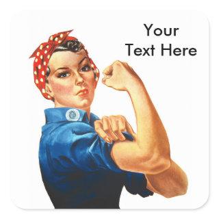 Custom Modern Rosie the Riveter Square Sticker