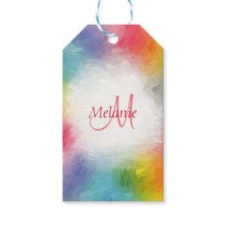 Custom Monogram Colorful Modern Rainbow Template Gift Tags