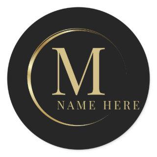 Custom Monogram Initial M Floral Letter Classic Round Sticker